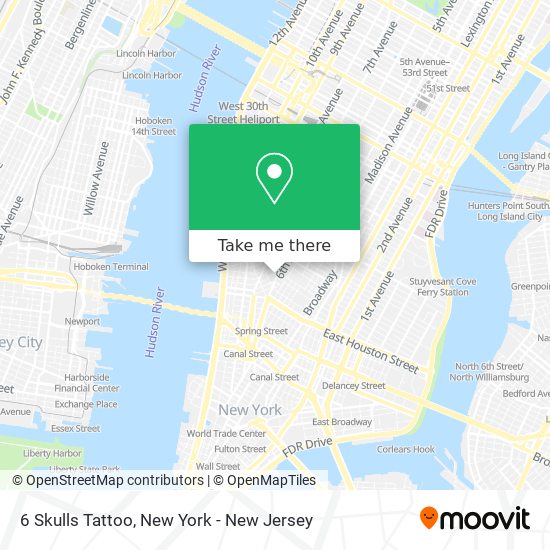 How to get to 6 Skulls Tattoo in Manhattan by Bus or Subway?