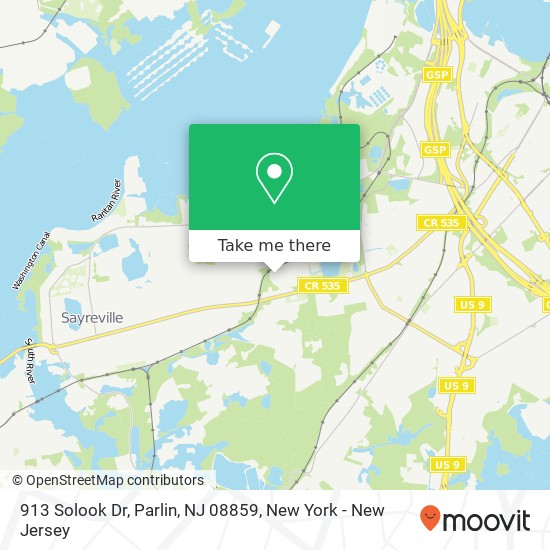 Mapa de 913 Solook Dr, Parlin, NJ 08859