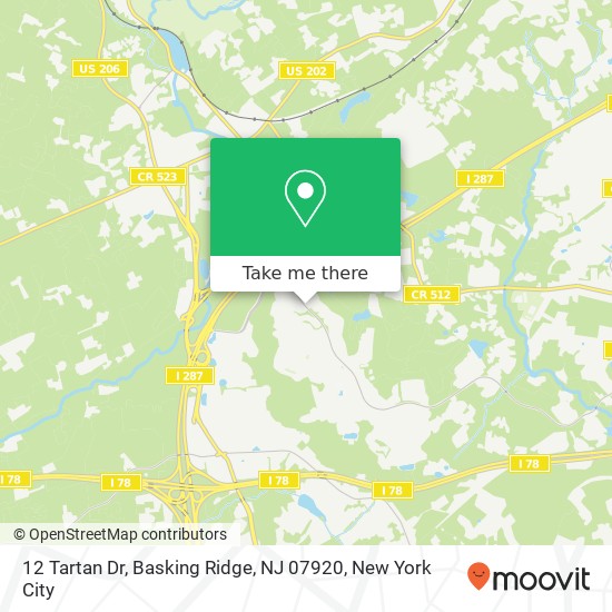 Mapa de 12 Tartan Dr, Basking Ridge, NJ 07920