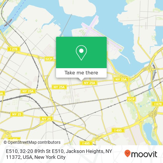 Mapa de E510, 32-20 89th St E510, Jackson Heights, NY 11372, USA
