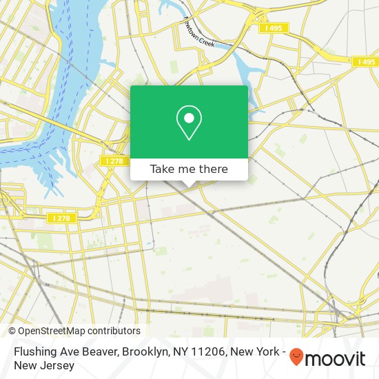 Mapa de Flushing Ave Beaver, Brooklyn, NY 11206
