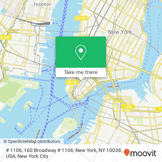 # 1106, 160 Broadway # 1106, New York, NY 10038, USA map