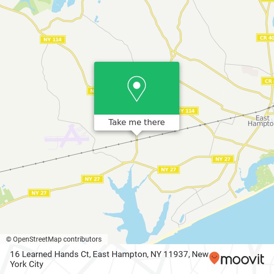 Mapa de 16 Learned Hands Ct, East Hampton, NY 11937