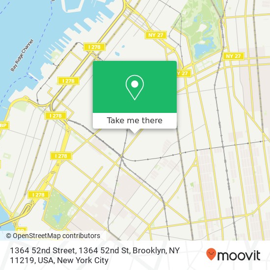 Mapa de 1364 52nd Street, 1364 52nd St, Brooklyn, NY 11219, USA