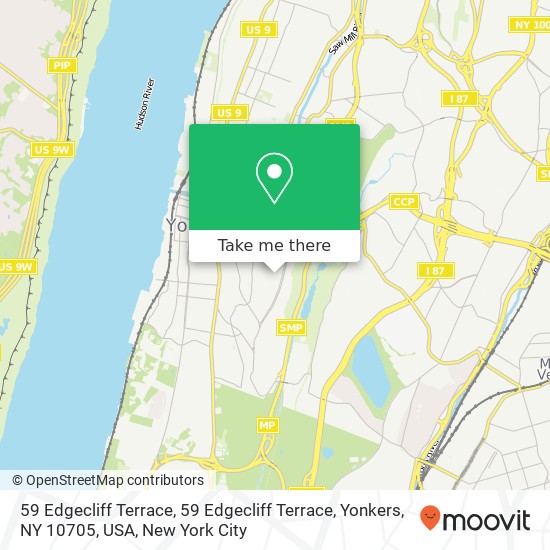 Mapa de 59 Edgecliff Terrace, 59 Edgecliff Terrace, Yonkers, NY 10705, USA