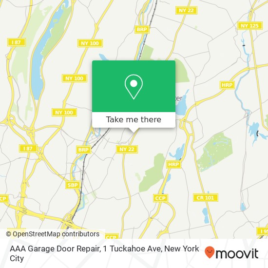 Mapa de AAA Garage Door Repair, 1 Tuckahoe Ave