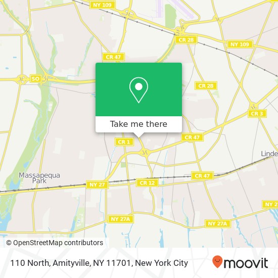 Mapa de 110 North, Amityville, NY 11701