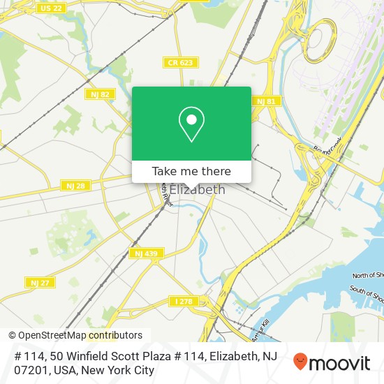 Mapa de # 114, 50 Winfield Scott Plaza # 114, Elizabeth, NJ 07201, USA