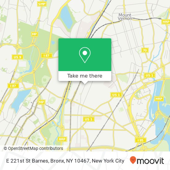 Mapa de E 221st St Barnes, Bronx, NY 10467