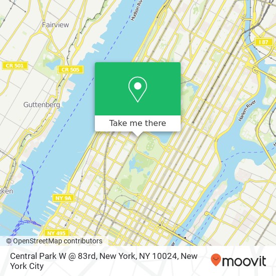 Central Park W @ 83rd, New York, NY 10024 map
