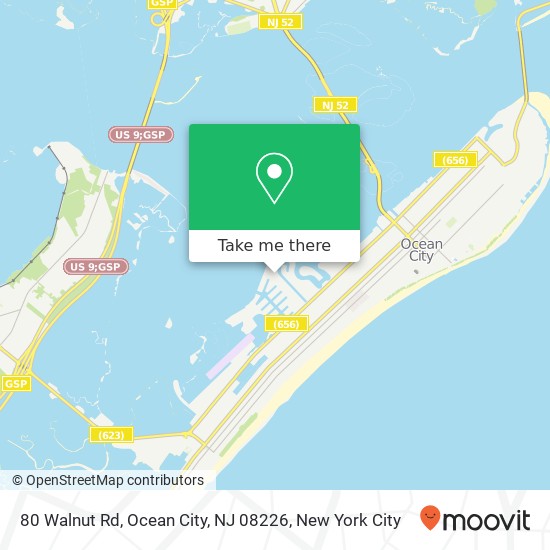 Mapa de 80 Walnut Rd, Ocean City, NJ 08226