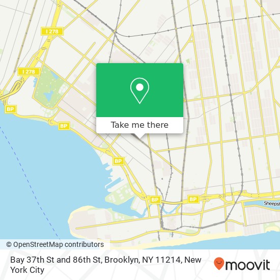 Mapa de Bay 37th St and 86th St, Brooklyn, NY 11214