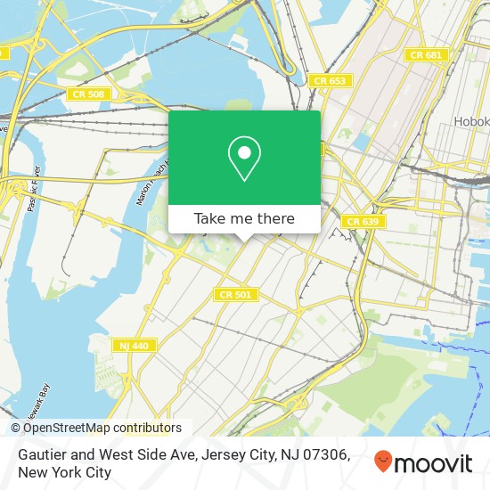 Mapa de Gautier and West Side Ave, Jersey City, NJ 07306
