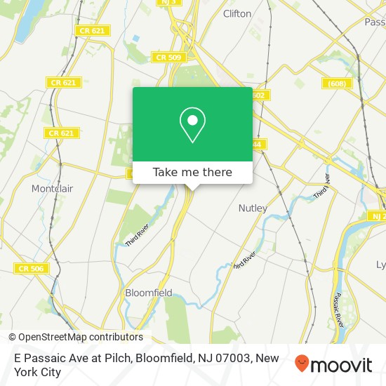 Mapa de E Passaic Ave at Pilch, Bloomfield, NJ 07003