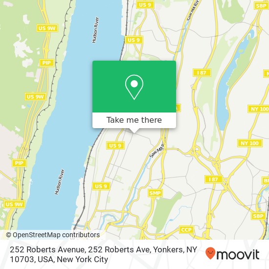 Mapa de 252 Roberts Avenue, 252 Roberts Ave, Yonkers, NY 10703, USA