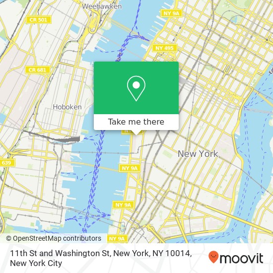 11th St and Washington St, New York, NY 10014 map
