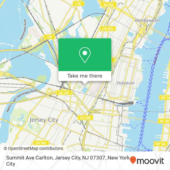 Mapa de Summit Ave Carlton, Jersey City, NJ 07307