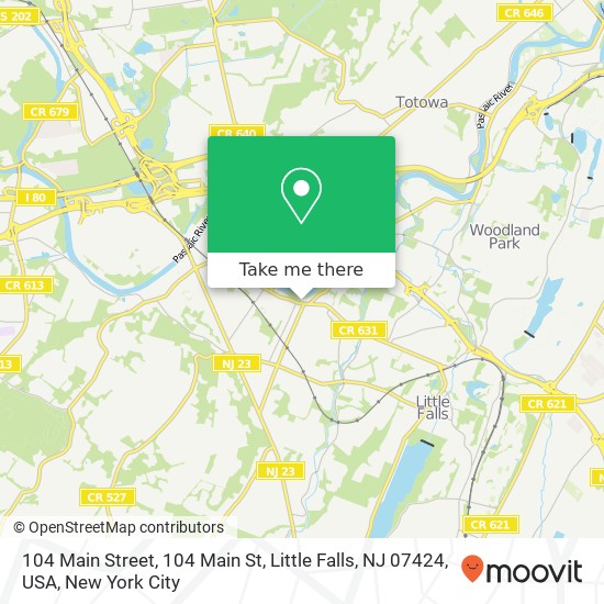 Mapa de 104 Main Street, 104 Main St, Little Falls, NJ 07424, USA