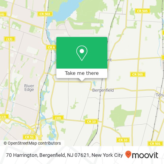 Mapa de 70 Harrington, Bergenfield, NJ 07621