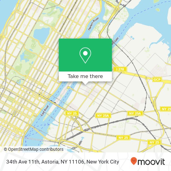 Mapa de 34th Ave 11th, Astoria, NY 11106