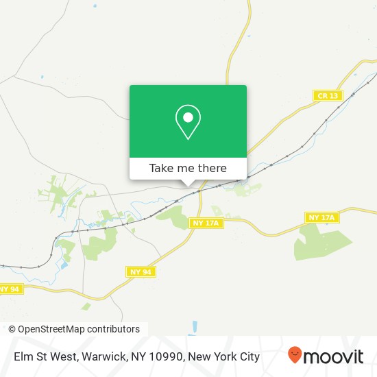 Mapa de Elm St West, Warwick, NY 10990