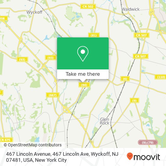 Mapa de 467 Lincoln Avenue, 467 Lincoln Ave, Wyckoff, NJ 07481, USA