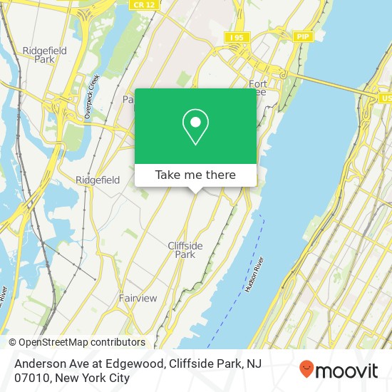 Mapa de Anderson Ave at Edgewood, Cliffside Park, NJ 07010