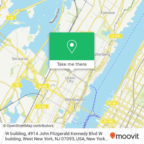 Mapa de W  building, 4914 John Fitzgerald Kennedy Blvd W  building, West New York, NJ 07093, USA