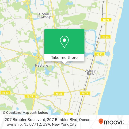 Mapa de 207 Bimbler Boulevard, 207 Bimbler Blvd, Ocean Township, NJ 07712, USA