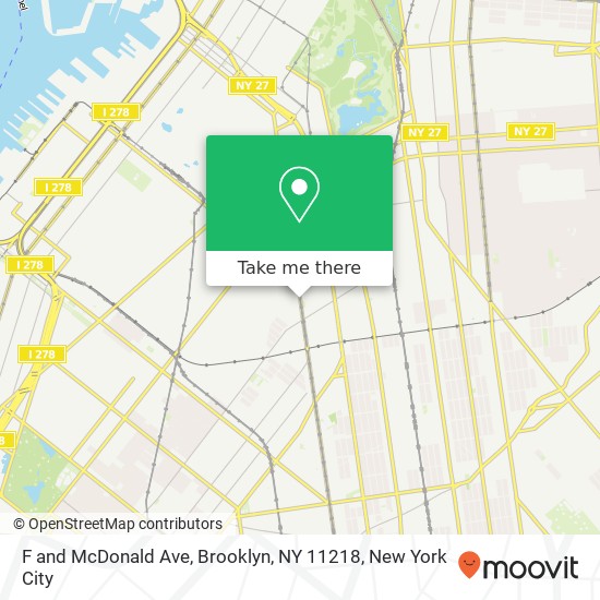 Mapa de F and McDonald Ave, Brooklyn, NY 11218
