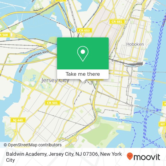 Mapa de Baldwin Academy, Jersey City, NJ 07306