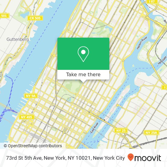 Mapa de 73rd St 5th Ave, New York, NY 10021