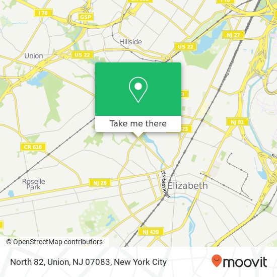 Mapa de North 82, Union, NJ 07083