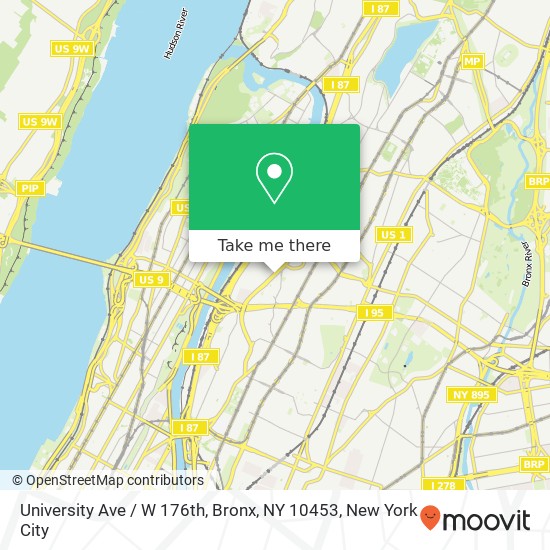 Mapa de University Ave / W 176th, Bronx, NY 10453