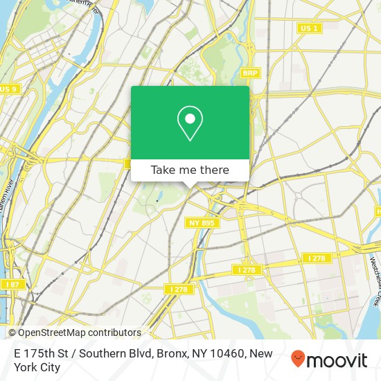 Mapa de E 175th St / Southern Blvd, Bronx, NY 10460