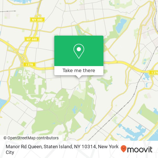Mapa de Manor Rd Queen, Staten Island, NY 10314