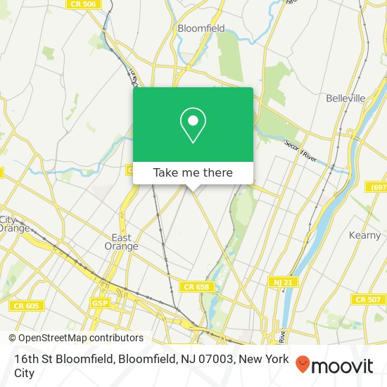 Mapa de 16th St Bloomfield, Bloomfield, NJ 07003