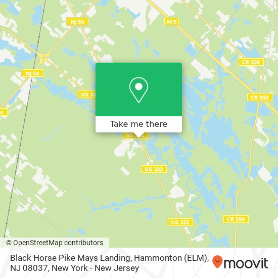 Black Horse Pike Mays Landing, Hammonton (ELM), NJ 08037 map