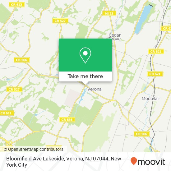 Mapa de Bloomfield Ave Lakeside, Verona, NJ 07044