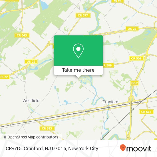 Mapa de CR-615, Cranford, NJ 07016