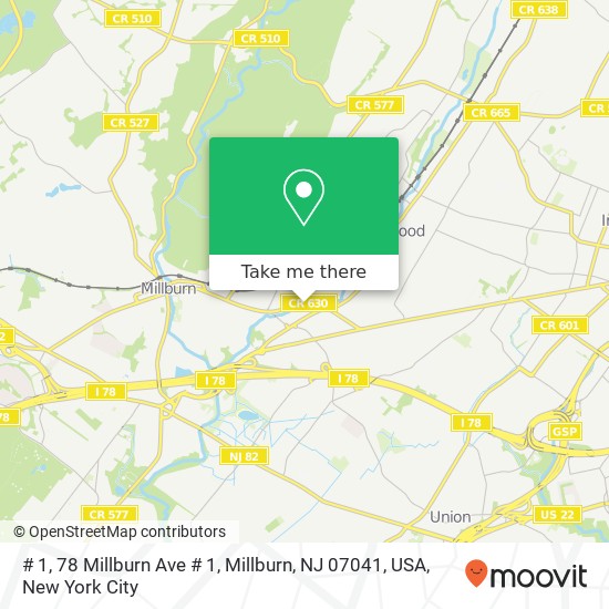 Mapa de # 1, 78 Millburn Ave # 1, Millburn, NJ 07041, USA