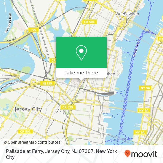 Mapa de Palisade at Ferry, Jersey City, NJ 07307