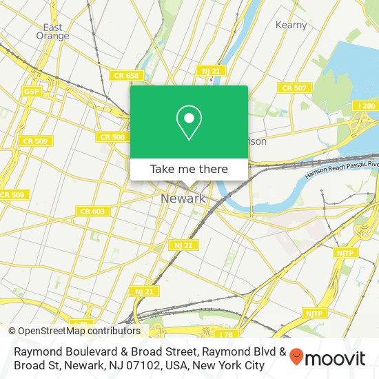 Mapa de Raymond Boulevard & Broad Street, Raymond Blvd & Broad St, Newark, NJ 07102, USA
