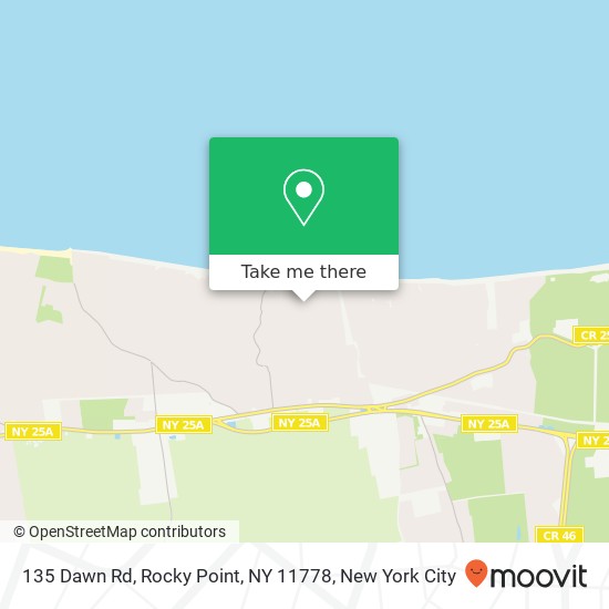 Mapa de 135 Dawn Rd, Rocky Point, NY 11778