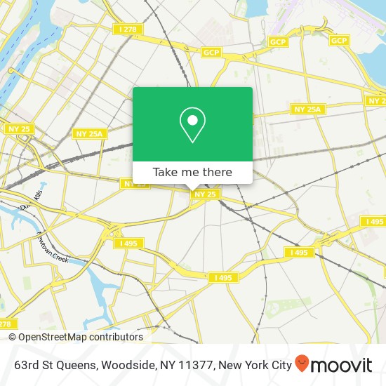 Mapa de 63rd St Queens, Woodside, NY 11377