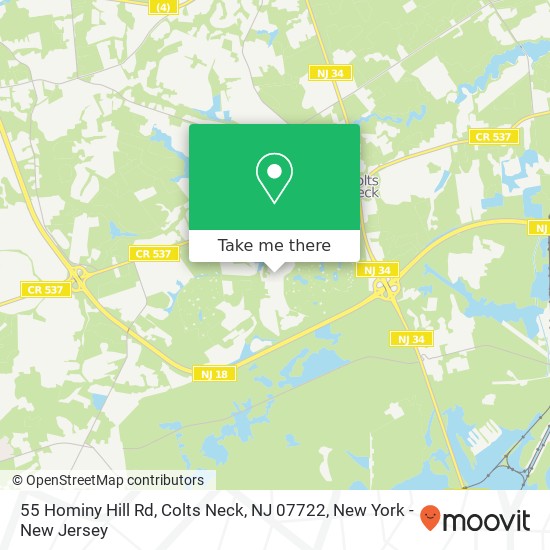 Mapa de 55 Hominy Hill Rd, Colts Neck, NJ 07722