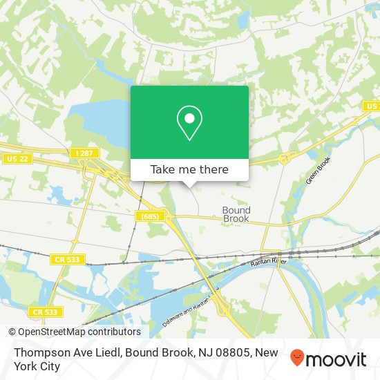 Mapa de Thompson Ave Liedl, Bound Brook, NJ 08805