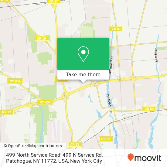 Mapa de 499 North Service Road, 499 N Service Rd, Patchogue, NY 11772, USA