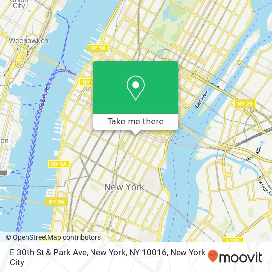 E 30th St & Park Ave, New York, NY 10016 map