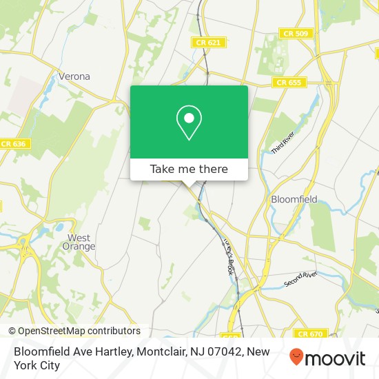 Bloomfield Ave Hartley, Montclair, NJ 07042 map